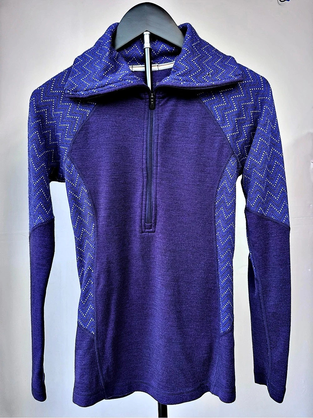 SMARTWOOL Merino Wool Women’s Purple 1/4 Zip Base Layer Purple Outdoors Snow S